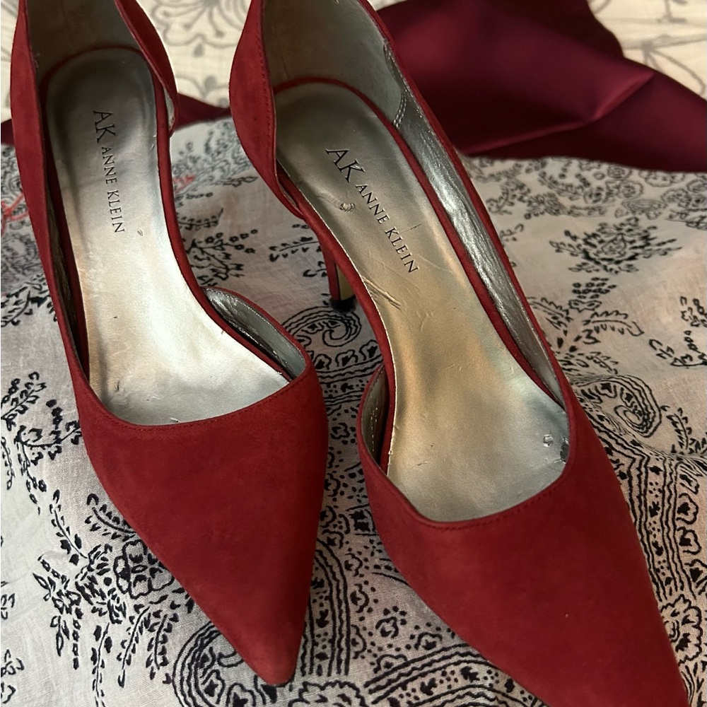 Anne Klein Red Suede Heels